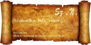 Szabadka Nándor névjegykártya